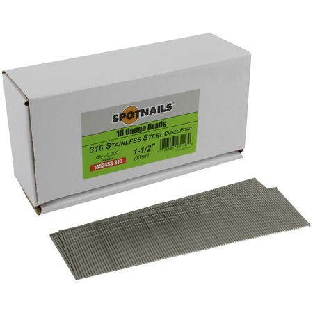 SPOTNAILS Collated Brad Nail, 1-1/2 in L, 18 ga, Hot Dipped Galvanized, Brad Head 18524SS-316